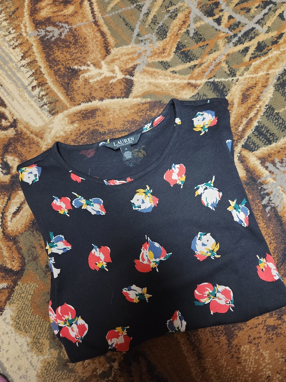 Lauren Ralph Lauren Black Floral Tee with Multicolor Blooms - Picture 6 of 11